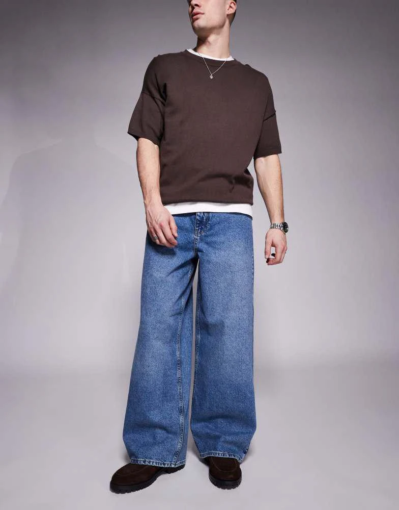 ASOS ASOS DESIGN super baggy jean in midwash blue 1