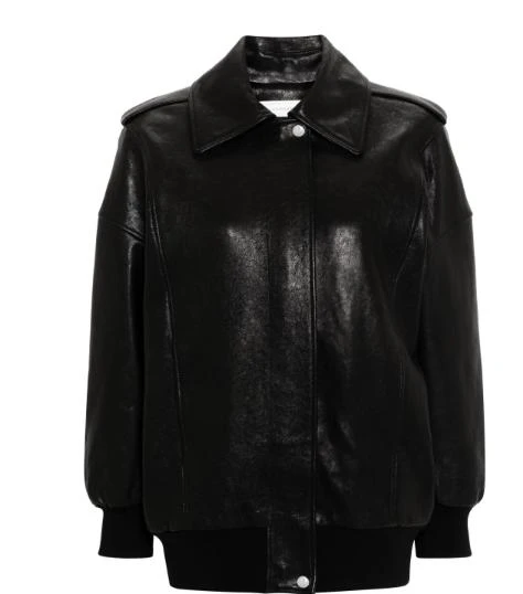Alexander McQueen BLACK LEATHER JACKET WITH EPAULETTES 5