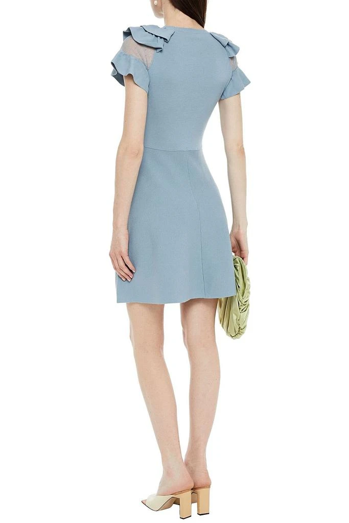 REDVALENTINO Point d'esprit-trimmed ruffled stretch-knit mini dress 3