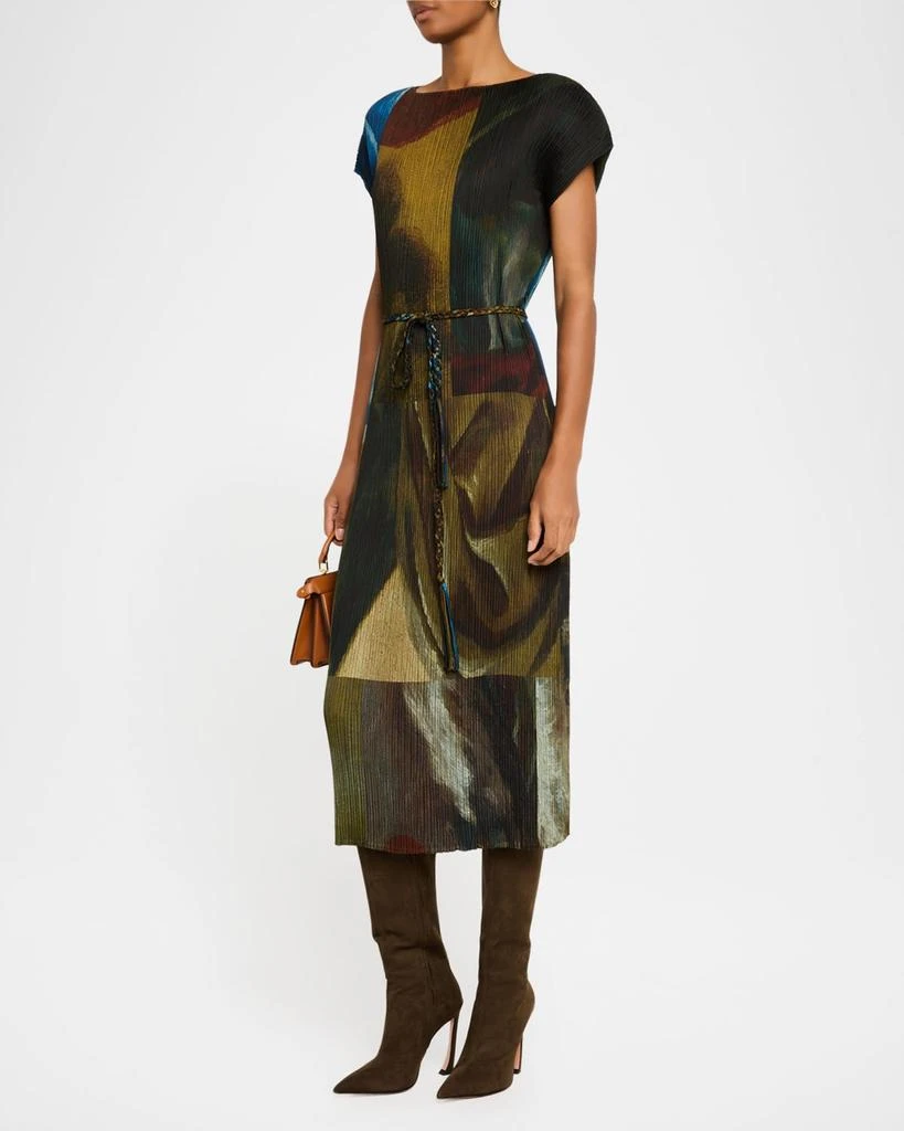 Lafayette 148 New York Pleated Abstract-Print Midi Dress 2