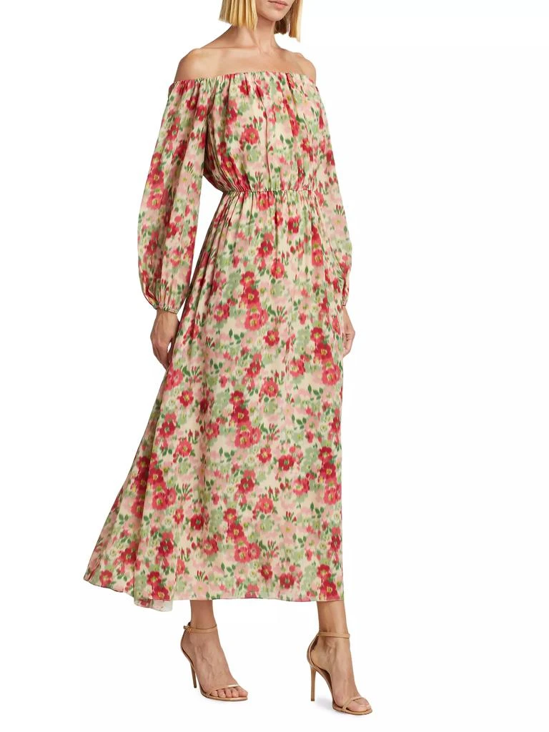 ADAM LIPPES Floral Silk Off-The-Shoulder Dress 2