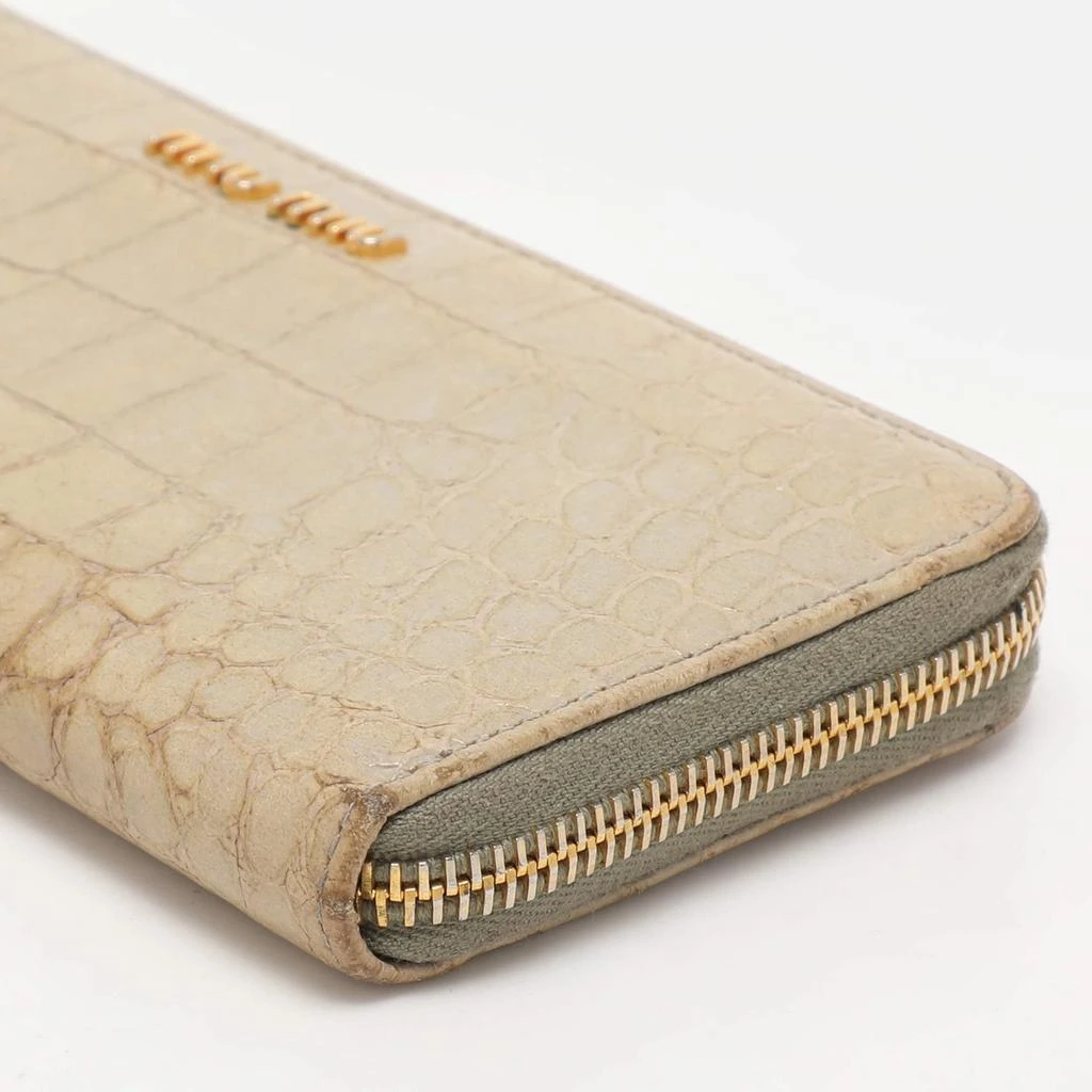 Miu Miu Miu Miu Light Green Croc Embossed Patent Leather Continental Wallet 13