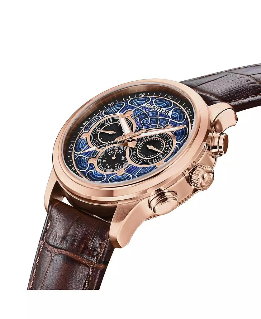 Heritor Automatic Men Apostle Leather Strap Watch w/ Day/Date