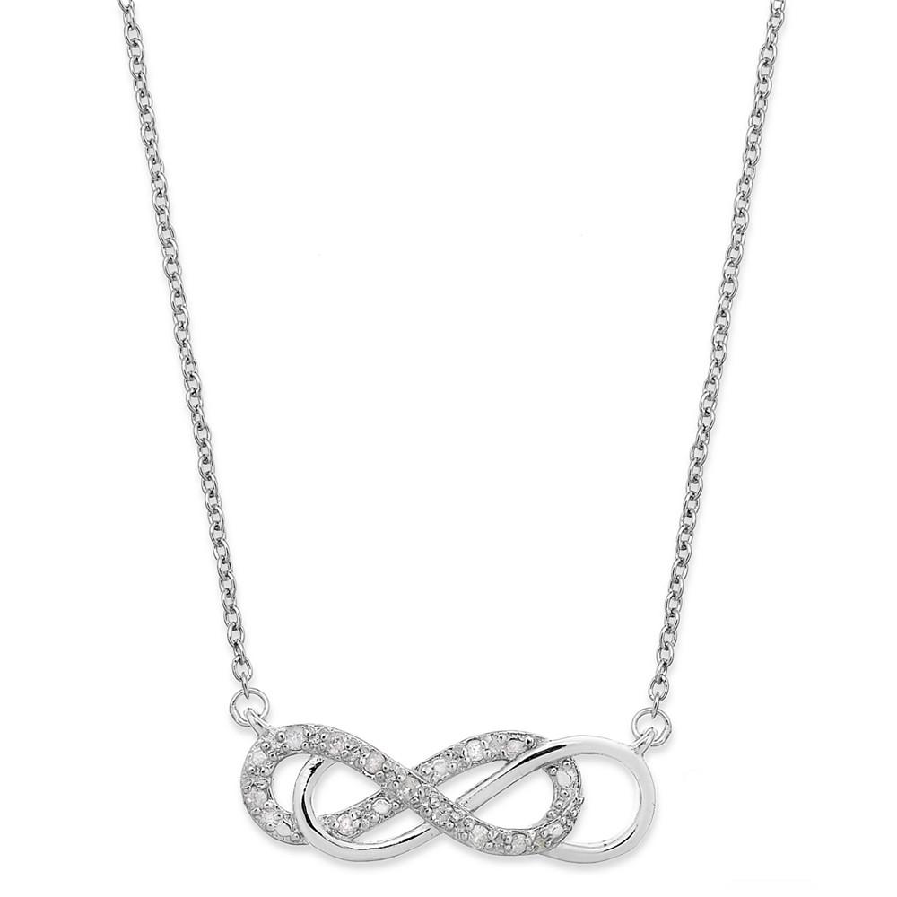 Macy's Diamond Double Infinity Pendant Necklace in Sterling Silver (1/10 ct. t.w.)