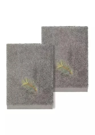 Linum Home Textiles PIERRE 2PC Embellished Washcloth Set