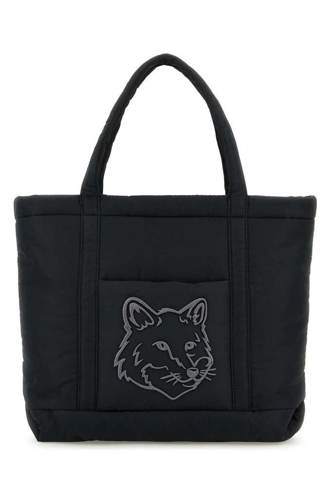 Maison Kitsune Black Nylon Medium Shopping Bag