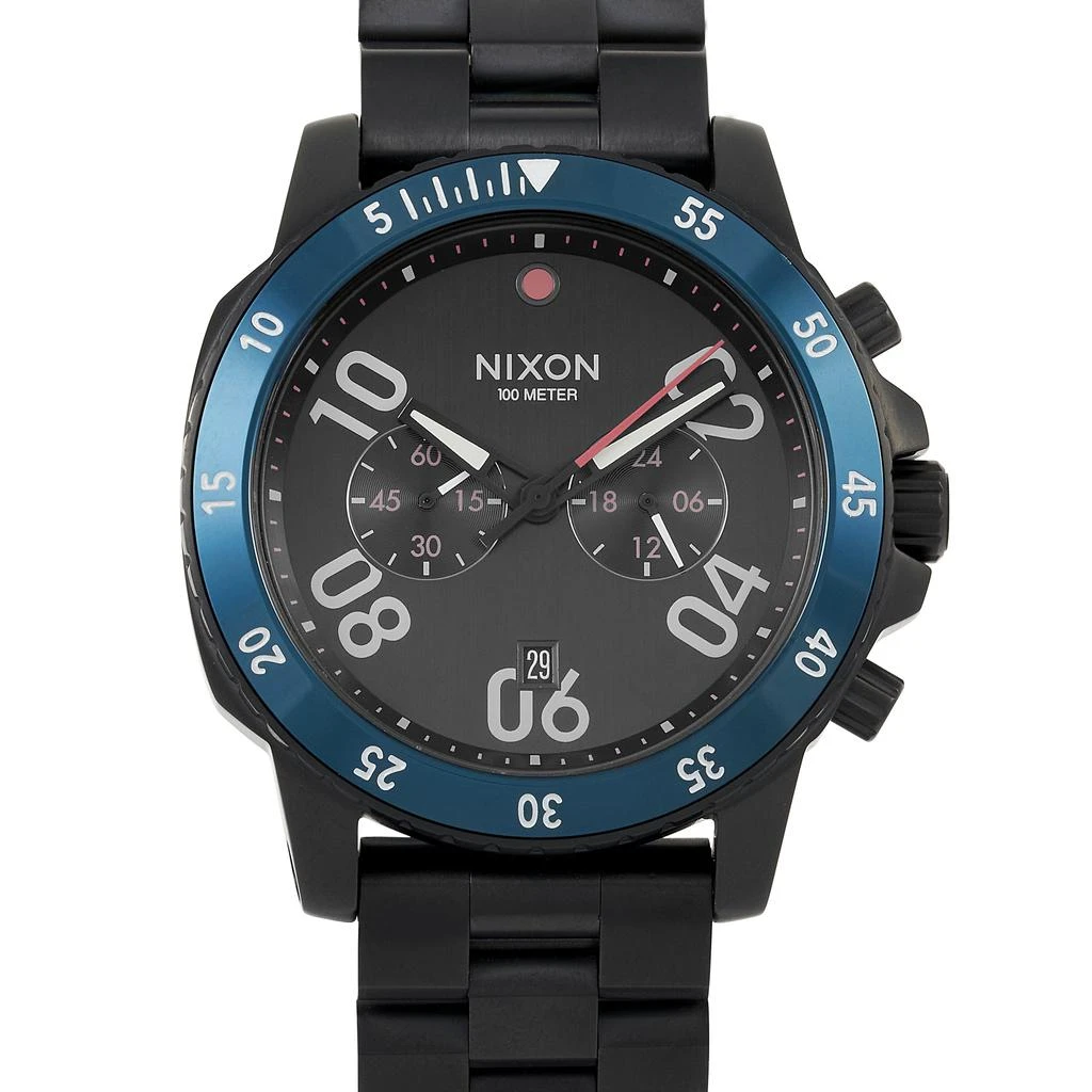Nixon Nixon Ranger Chrono Stainless Steel All Black/Blue 44 mm Watch A549-602 1