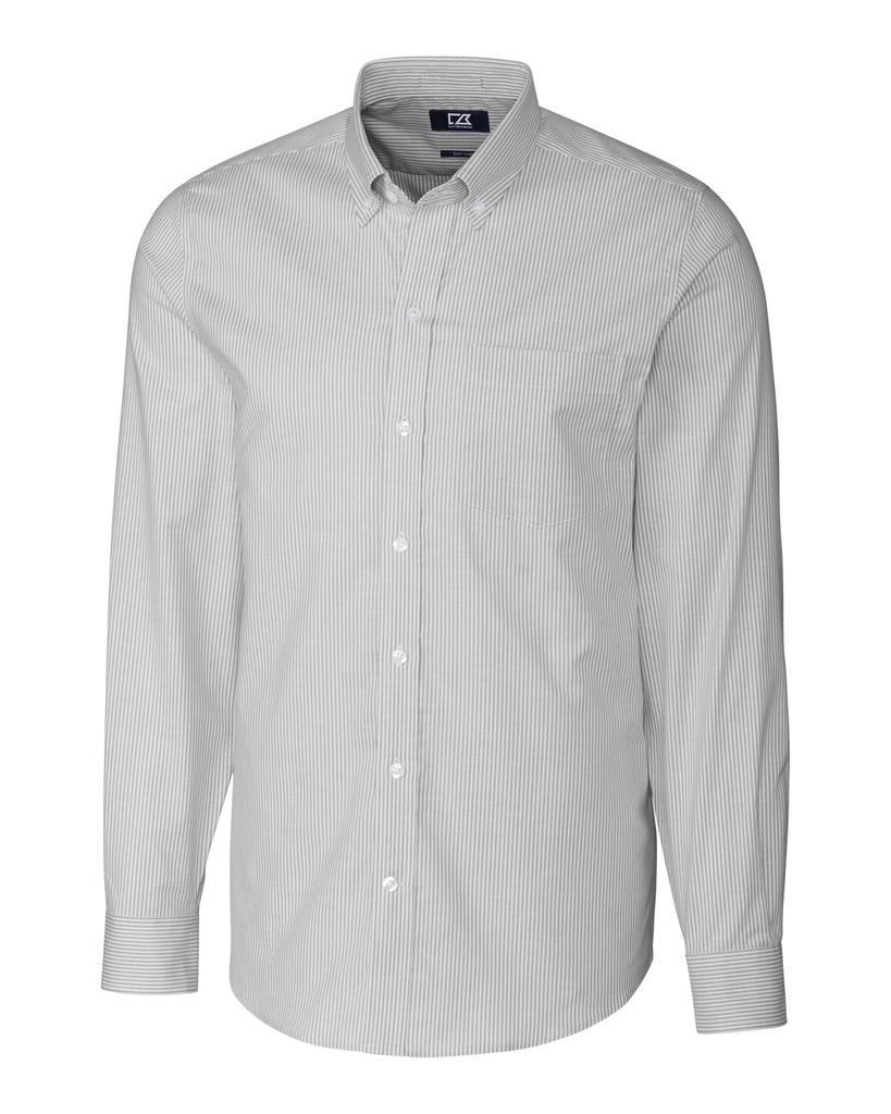 Cutter & Buck Men's L/S Tailored Fit Stretch Oxford Stripe Shirt