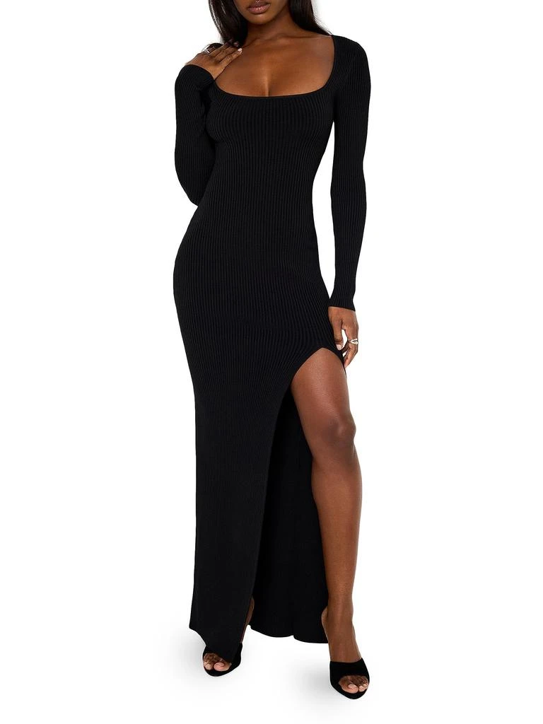 Good American Virgo Rib-Knit Body-Con Gown