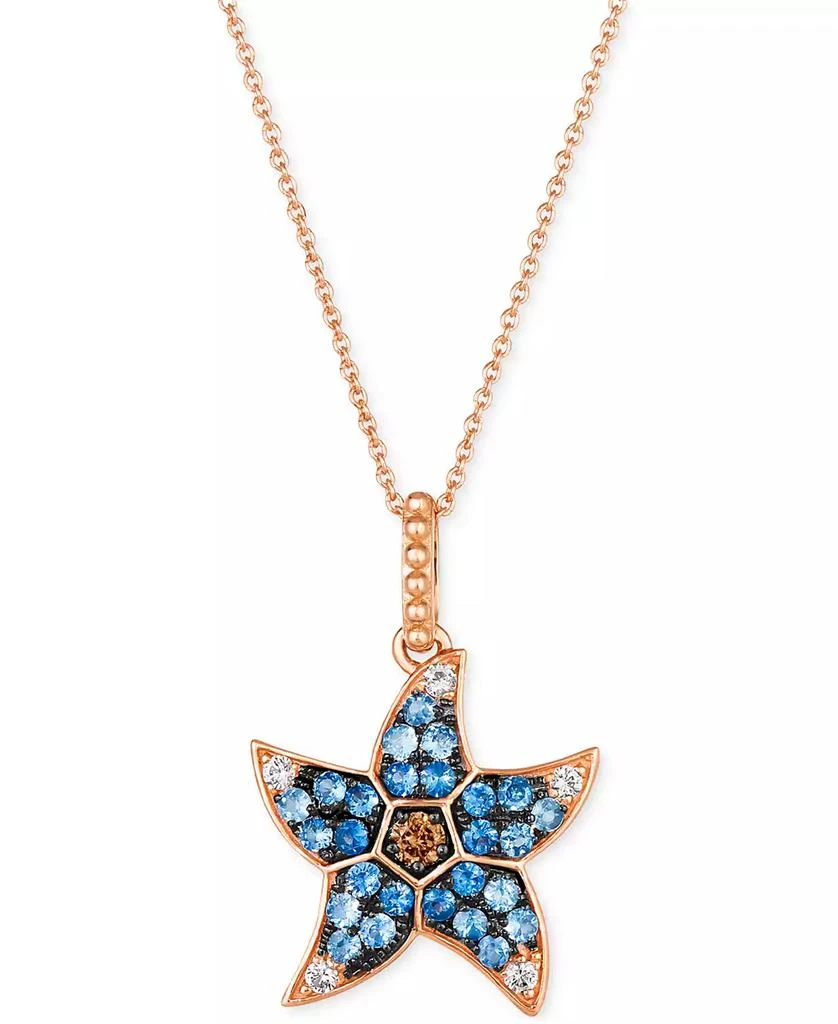Le Vian Multi-Sapphire (5/8 ct. t.w.) & Chocolate Diamond (1/20 ct. t.w.) Starfish Pendant Necklace in 14k Rose Gold, 18" + 2" extender 1