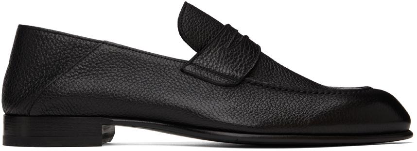 Brioni Black Midnight Blue Penny Loafers