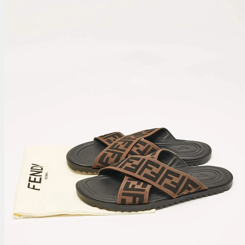 Fendi Fendi Brown/Black Zucca Canvas Crisscross Slide Sandals Size 42 9