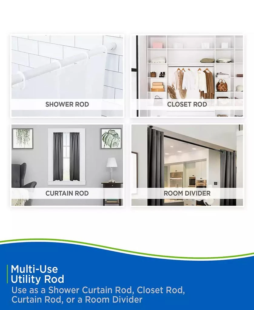 Kenney No Tools Spring Tension Utility Rod, 42-72" 8