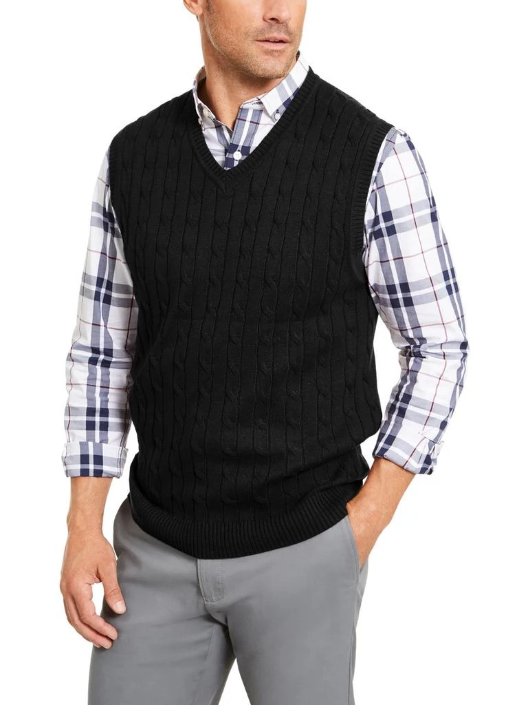 Tasso Elba Mens Cable Knit V-Neck Sweater Vest 4