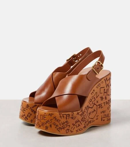 Chloé Maxime leather wedge sandals 4