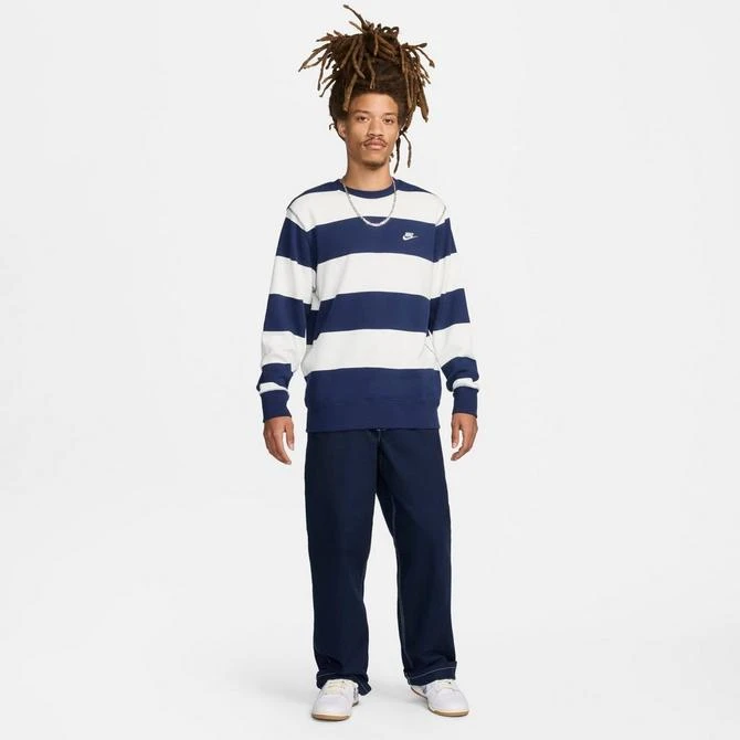 NIKE Men's Nike Club Fleece Striped Heavyweight French Terry Crewneck Sweatshirt 2