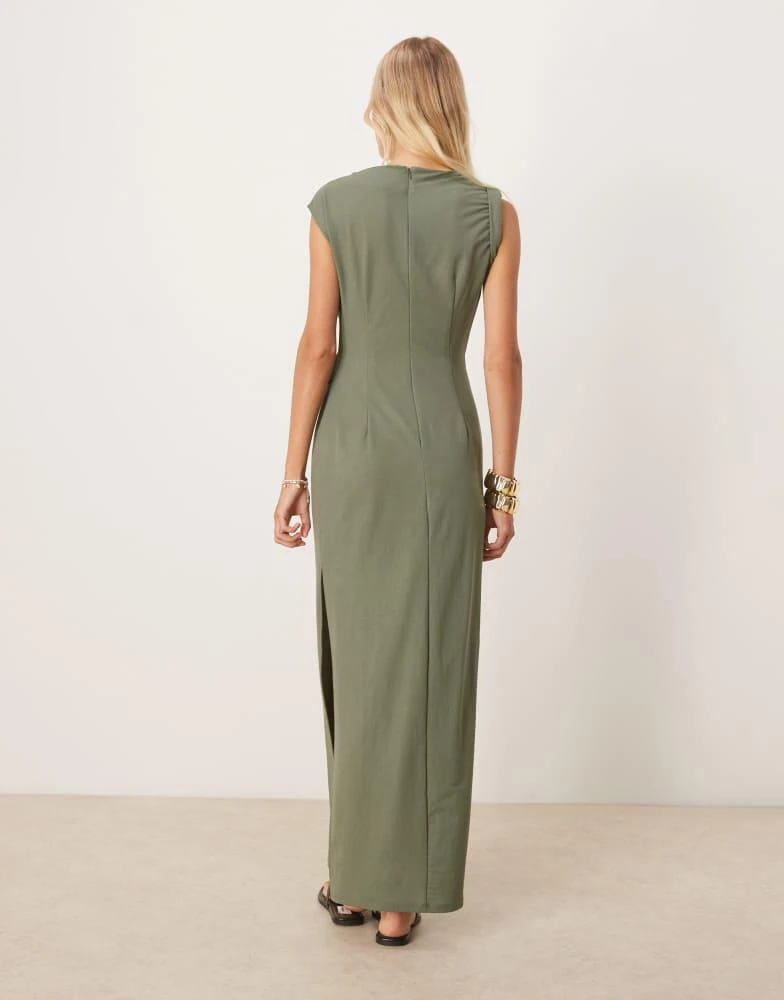 ASOS ASOS DESIGN linen look twist shoulder drape midi dress in khaki -  Dresses & Skirts - Compare Prices from 4+ Stores - BeyondStyle
