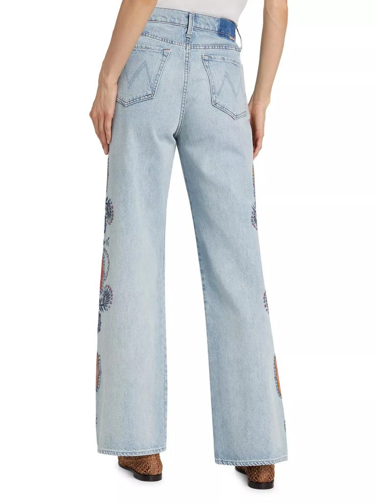 MOTHER The Maven Sneak Embroidery-Print Wide-Leg Jeans 5