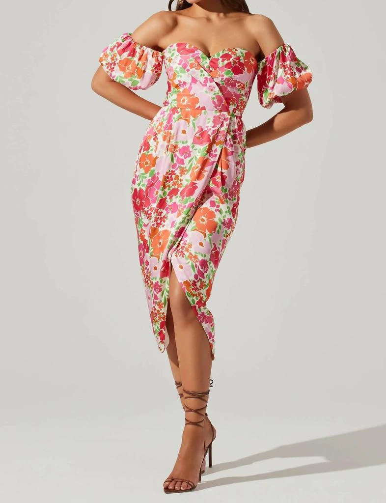 ASTR Astr - Zurina Floral Off The Shoulder Midi Dress 2