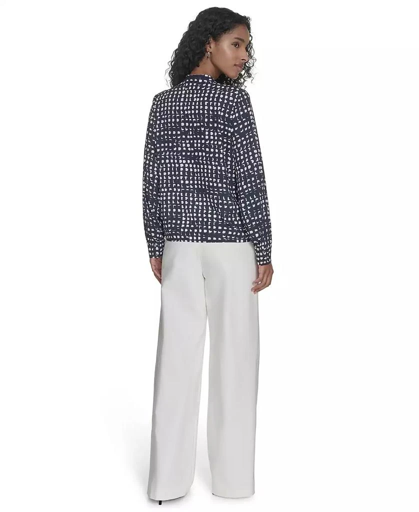 Calvin Klein Petite Printed Long Sleeve Tie-Neck Blouse 2