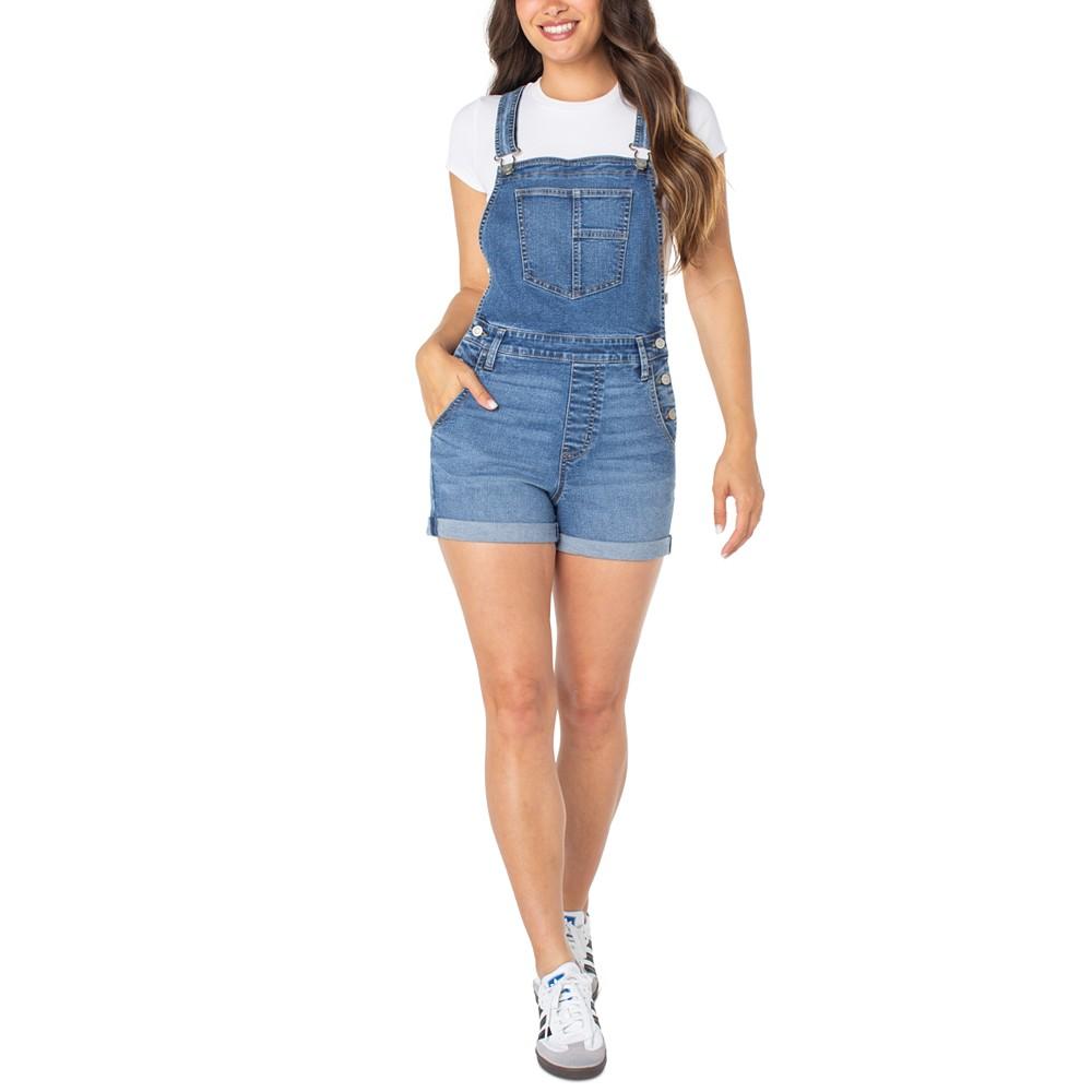 Celebrity Pink Juniors' Cuffed Shorts Denim Overalls