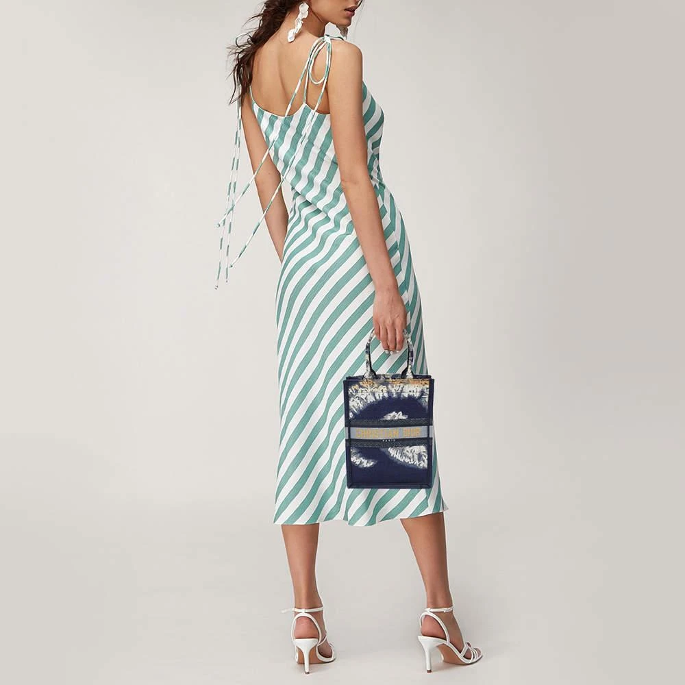 Dior Dior Navy Blue/White Tie Dye Canvas Mini Vertical Dior Book Tote 2
