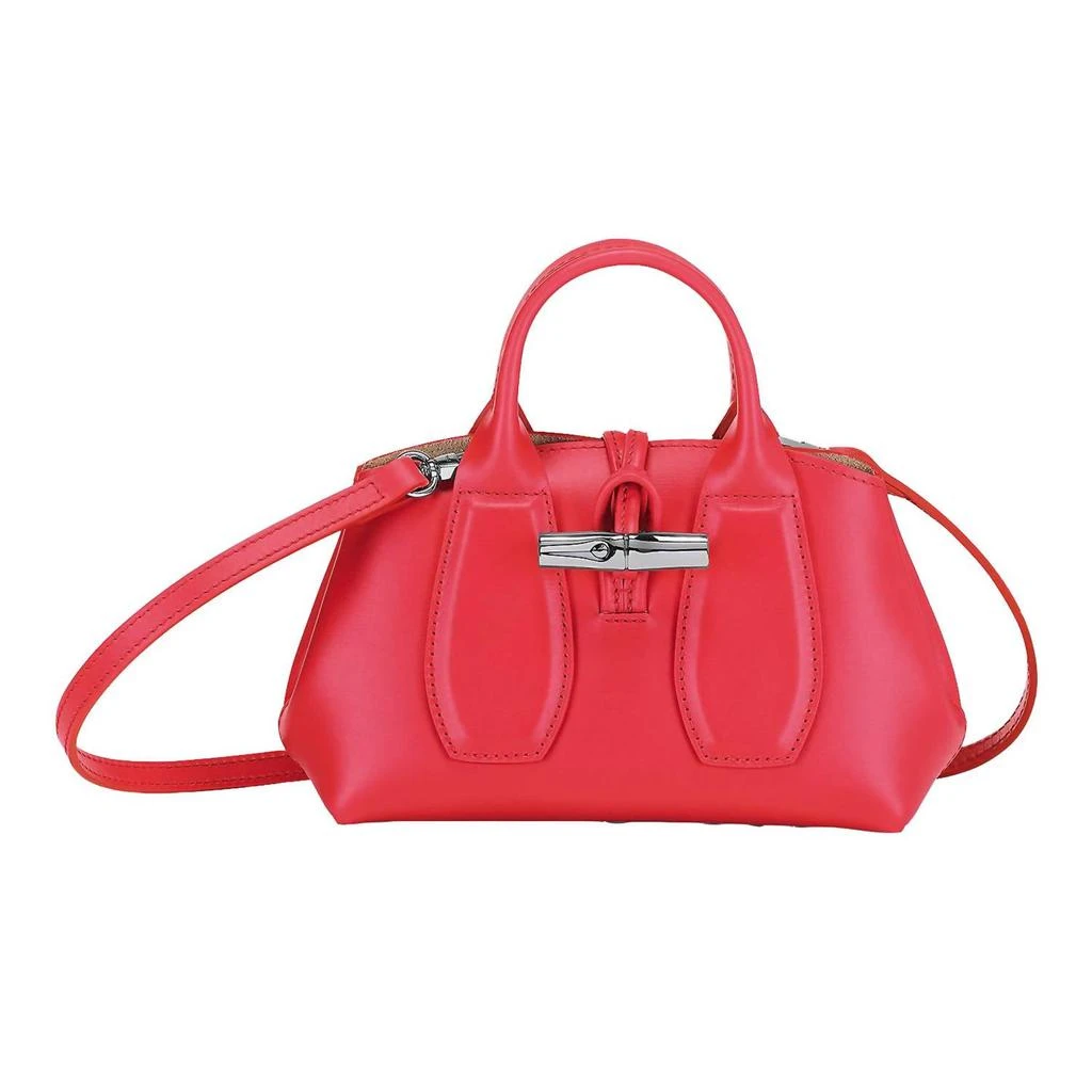 Longchamp Leather Roseau Leather Tote Crossbody Bag In Red 1