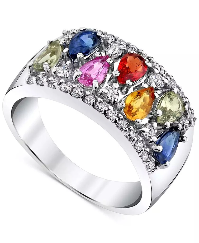 Macy
s Multi-Sapphire (2-1/10 ct. t.w.) 
Diamond (3/8 ct. t.w.) Wide Ring in 14k White Gold