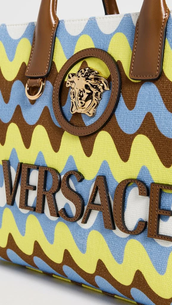 Versace Small Fabric and Lambskin Leather Tote 4