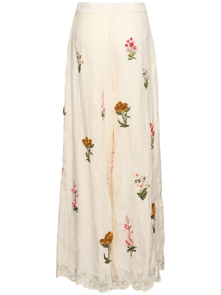 Agua by Agua Bendita Piñon Embroidered Linen Palazzo Pants 4