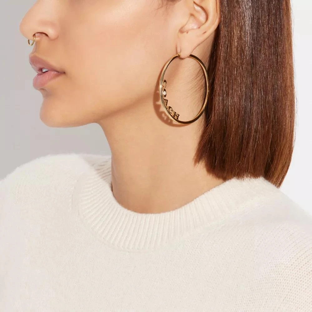 Coach Signature Large Hoop Earrings 2