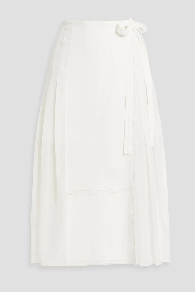 Chloé Lace-trimmed crepe de chine midi wrap skirt 1