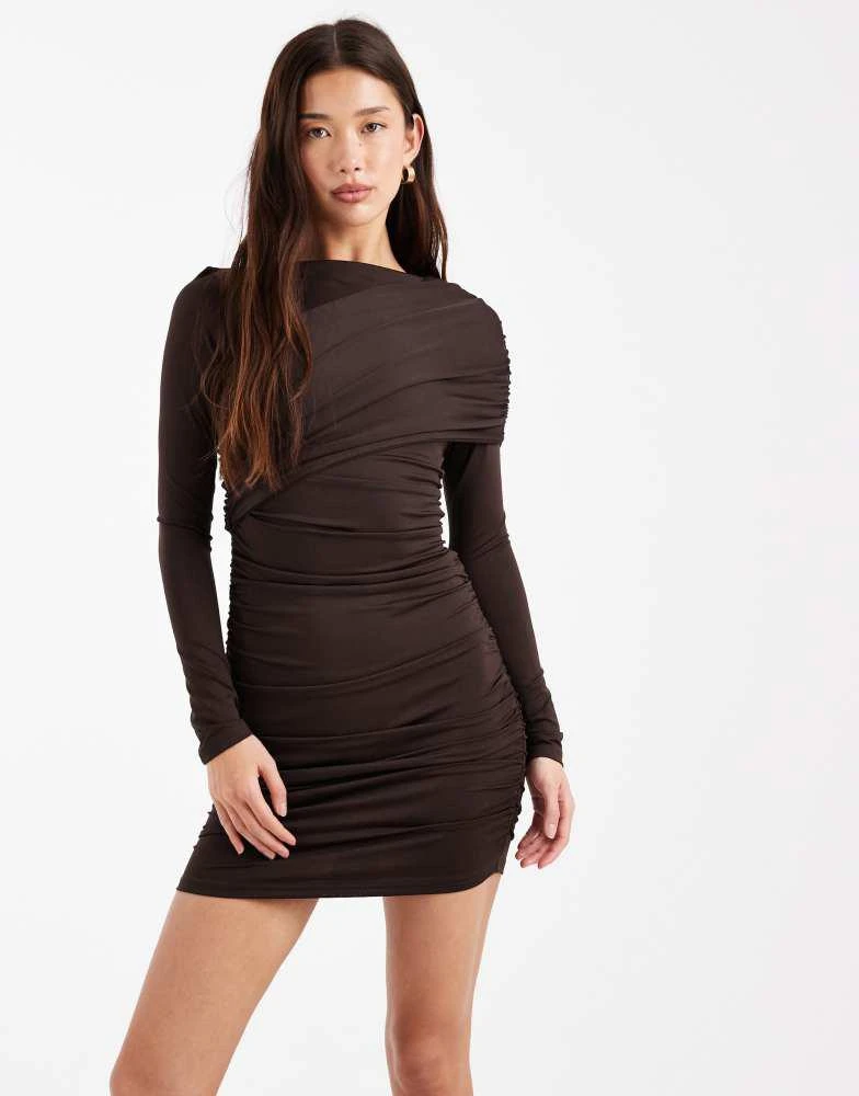chinese dress ladies Donelli Long Sleeve Mini Dress Champagne main image 1