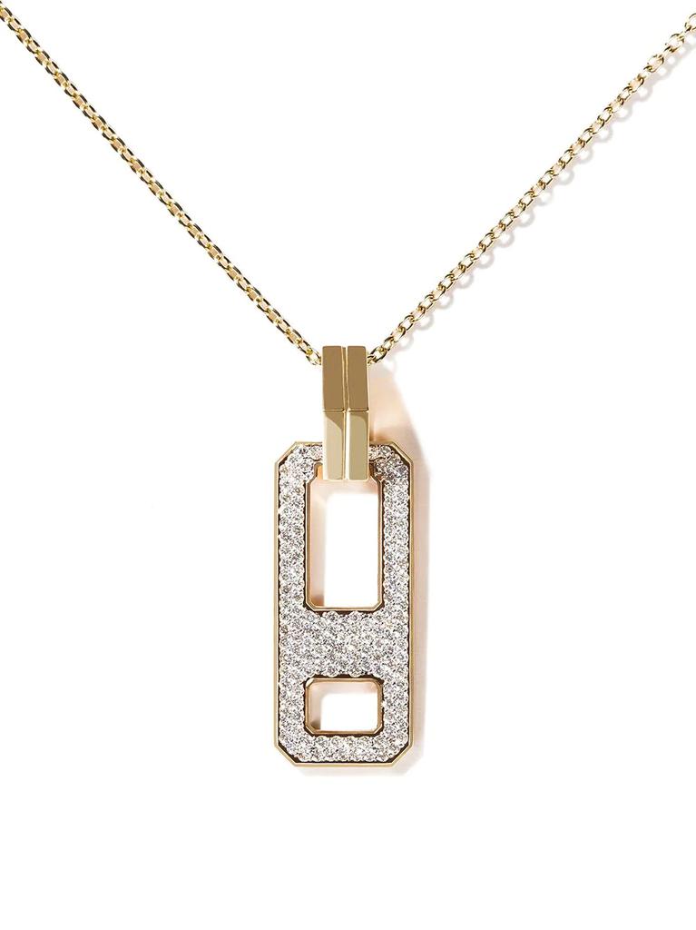 AS29 18kt yellow gold diamond DNA pendant necklace - women