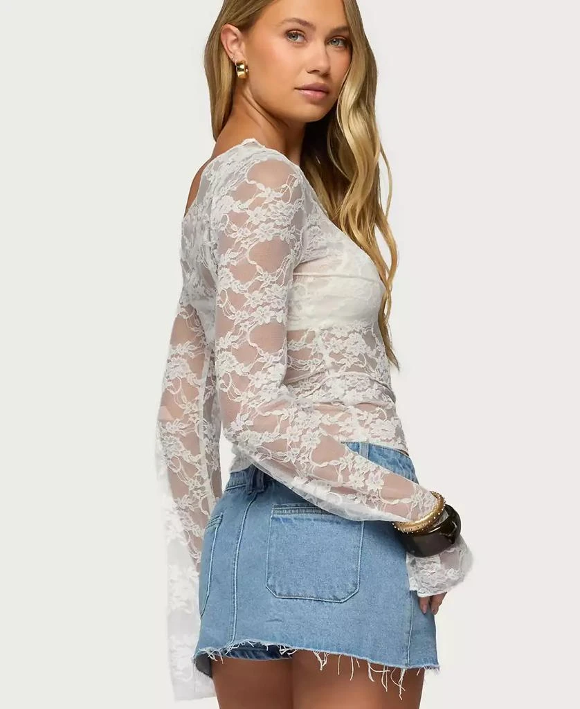 Edikted Women
s Stitched Sheer Lace Off Shoulder Top 2