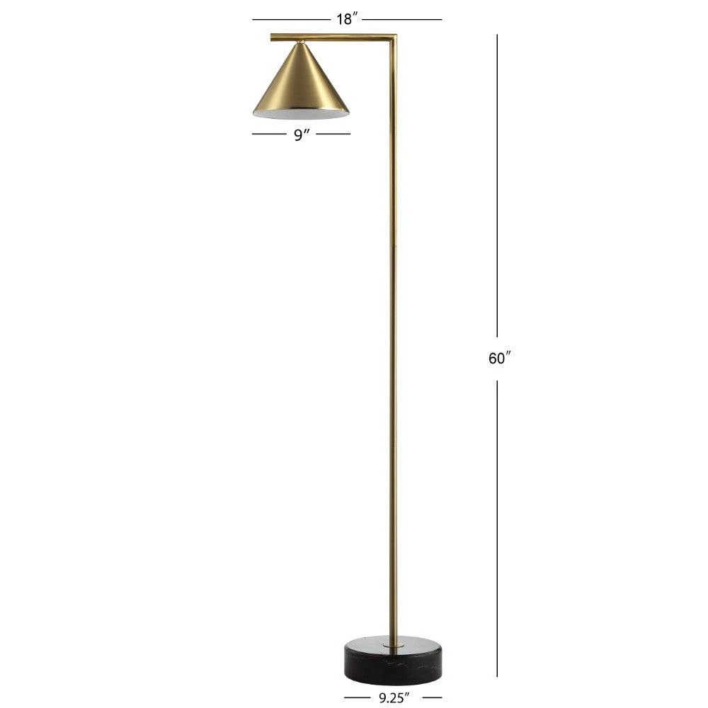 JONATHAN Y Chelsea 60" Metal/Marble Cone Shade LED Floor Lamp 4