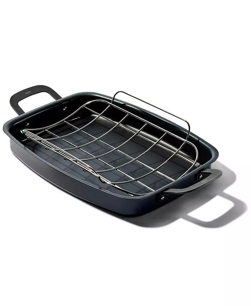 OXO Obsidian Carbon Steel Roaster Pan & Rack 1