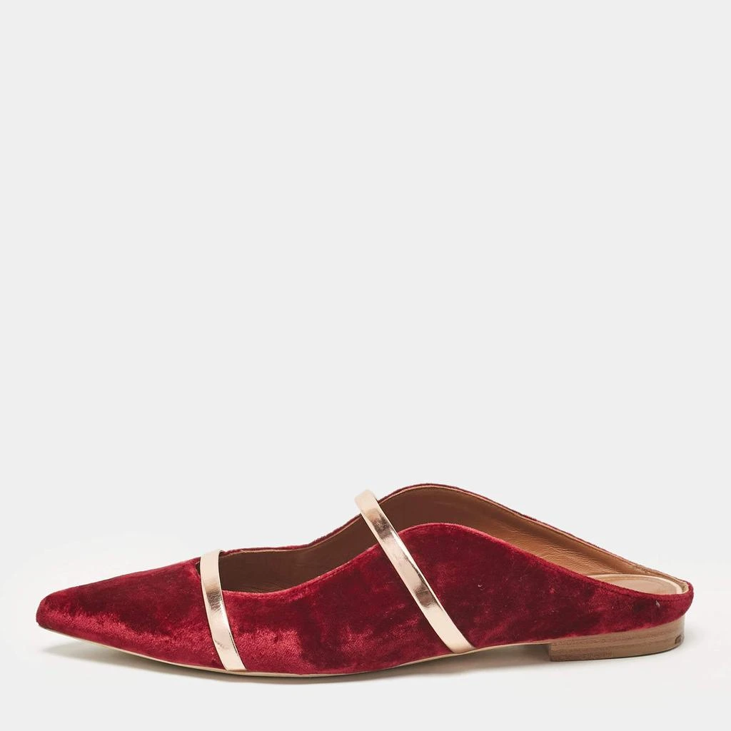 Malone Souliers Malone Souliers Burgundy/Rose Gold Velvet Maureen Flat Mules Size 40 1