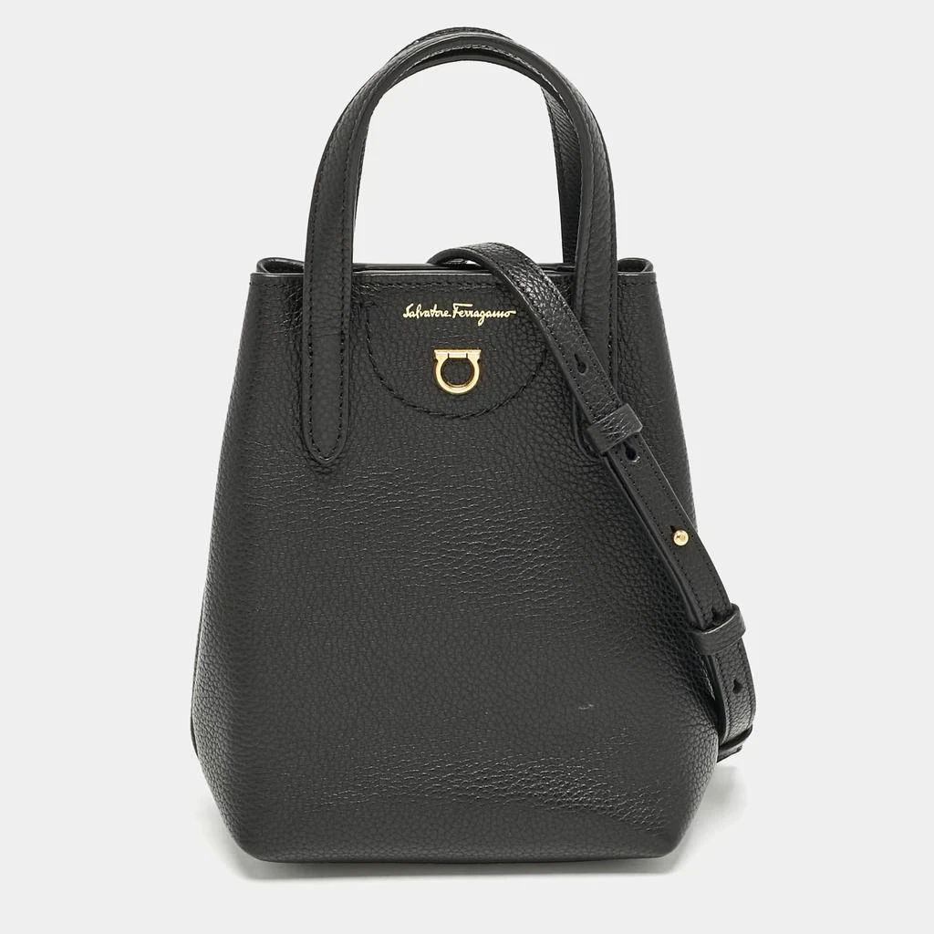 Salvatore Ferragamo Salvatore Ferragamo Black Leather Mini Travel Tote 1