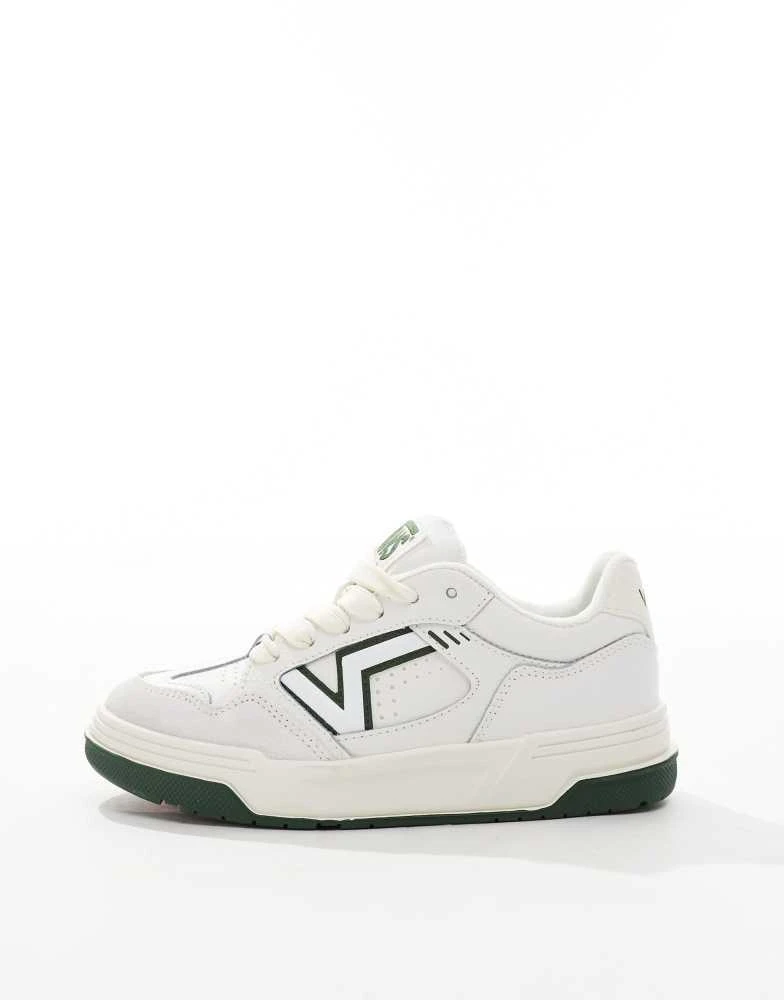 Vans Vans upland chunky leather trainers in white and dark green 5