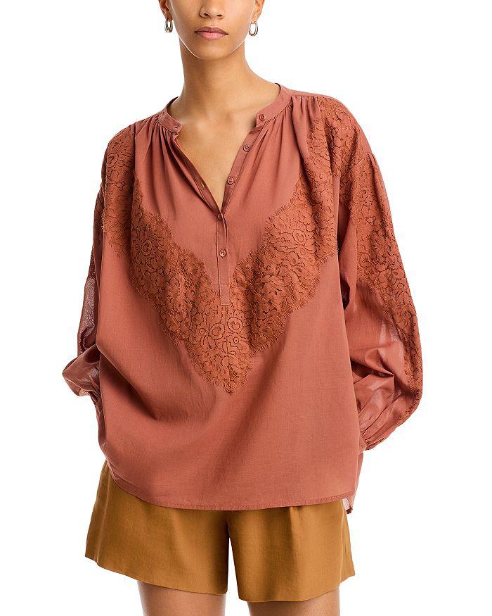 A.L.C. Elaine Lace Applique Top