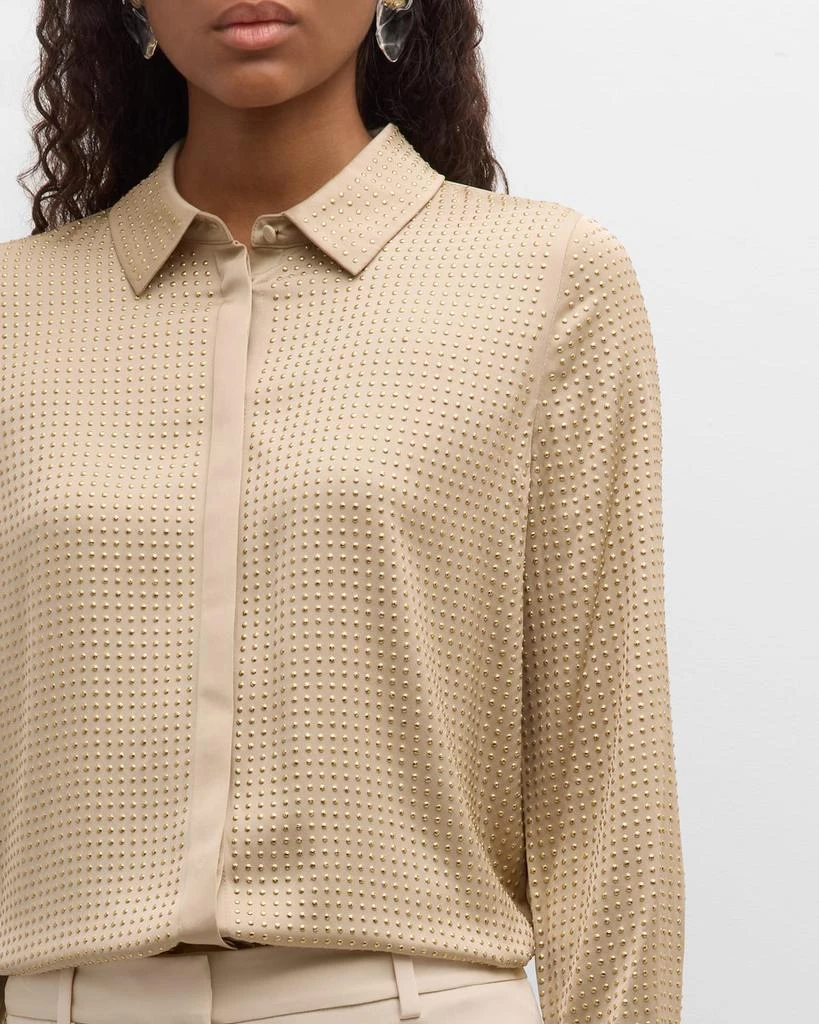 Kobi Halperin Milani Button-Down Metallic Stud Blouse 7