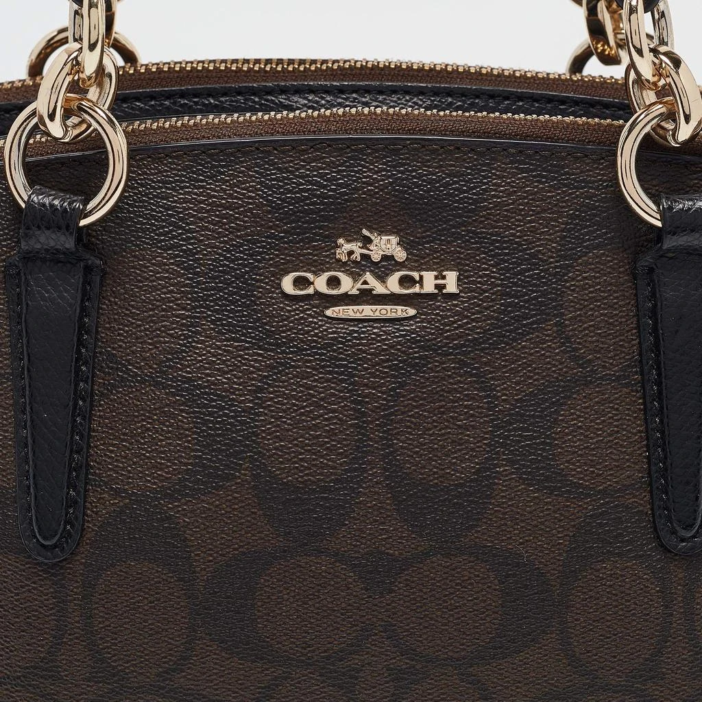 Coach Coach Black/Brown Signature Coated Canvas and Leather Mini Christie Carryall Satchel 5