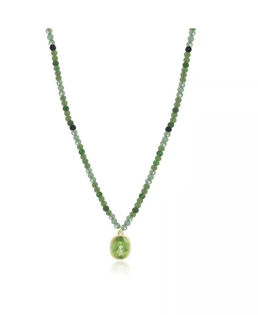 The Lovery Green Tourmaline Bead Bezel Necklace 14K Yellow Gold