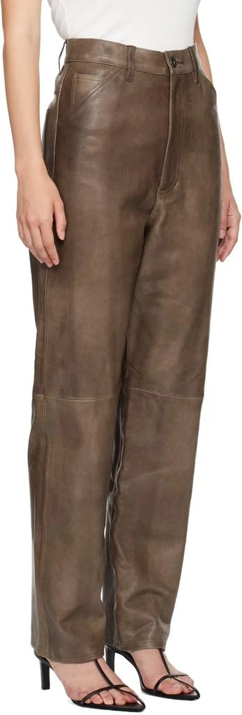 AURALEE Brown Heavy Lamb Leather Pants 2