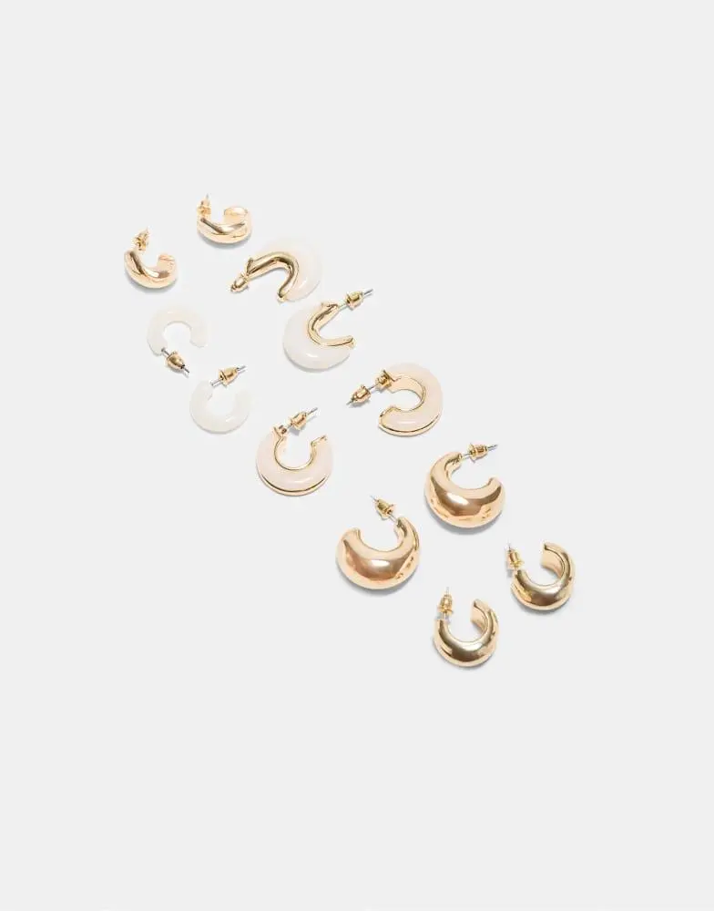 Stradivarius Stradivarius Set of 6 resin earrings in gold