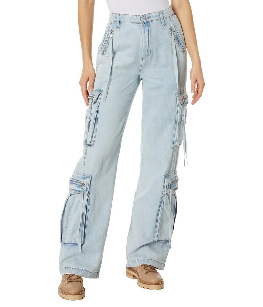 Blank NYC Franklin Rib Cage Pants with Oversized Cargo Pockets in Blue Lagoon
