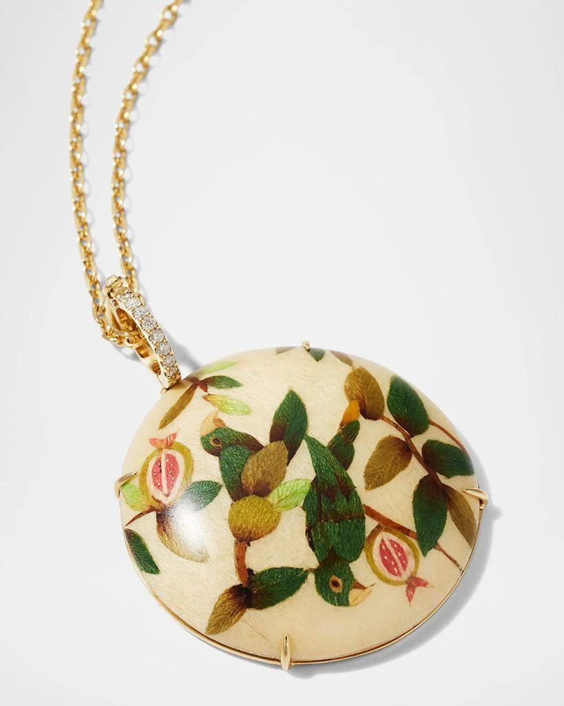 Silvia Furmanovich x MOYE 18K Yellow Gold Necklace with Diamonds and Marquetry Pendant 3