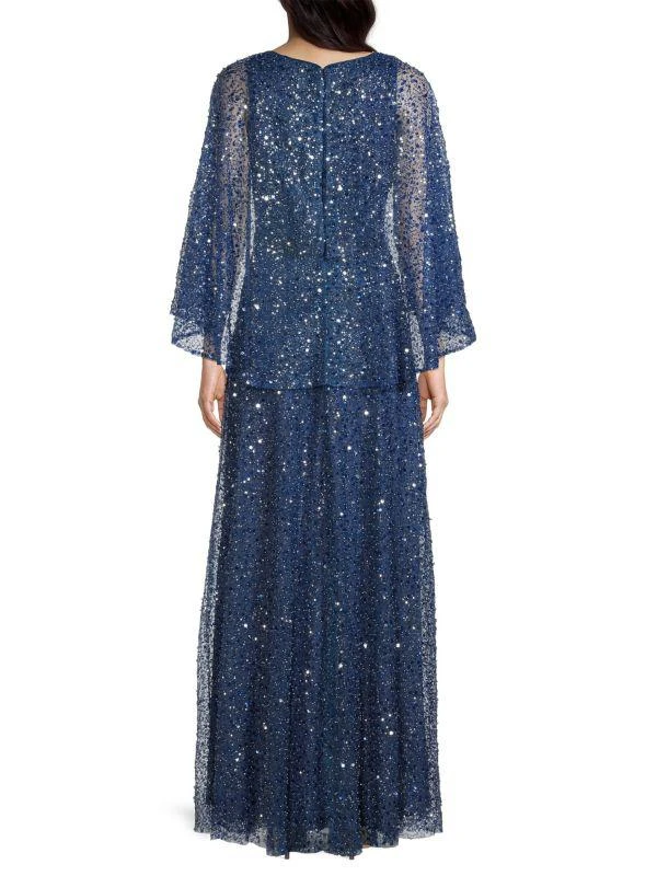 Basix Black Label Cape Sequin Beaded Gown 2