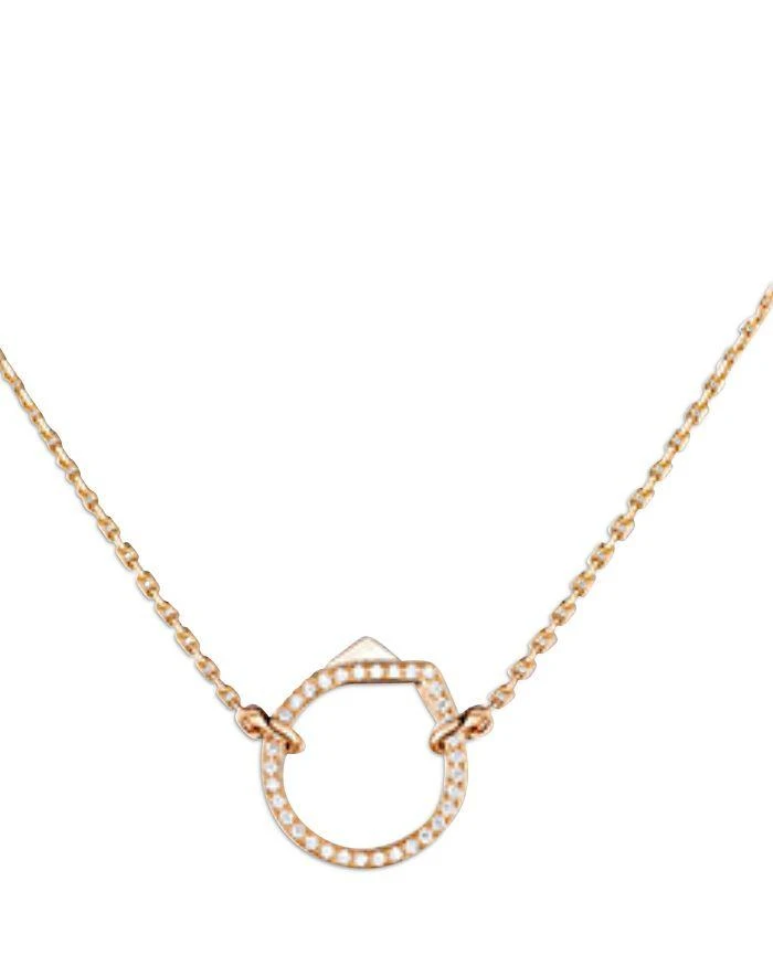 Repossi 18K Rose Gold Antifer Diamond V Ring Pendant Necklace, 16.5-17.7"
